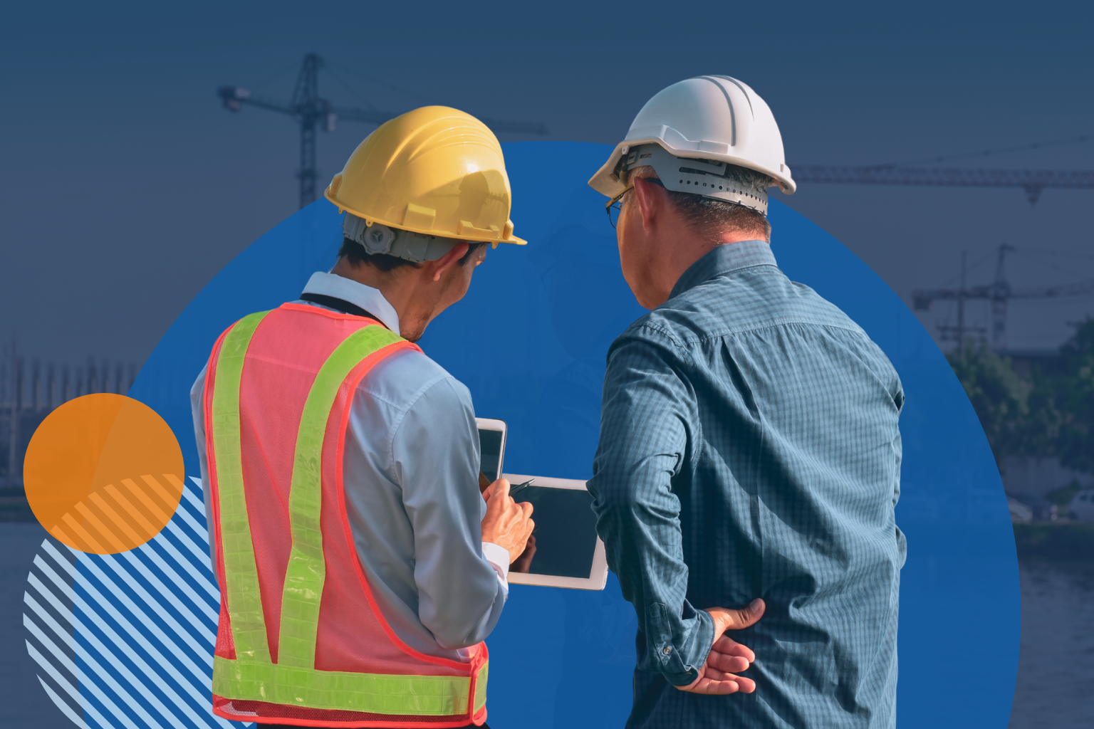 Supervisor observing workers following established safety procedures