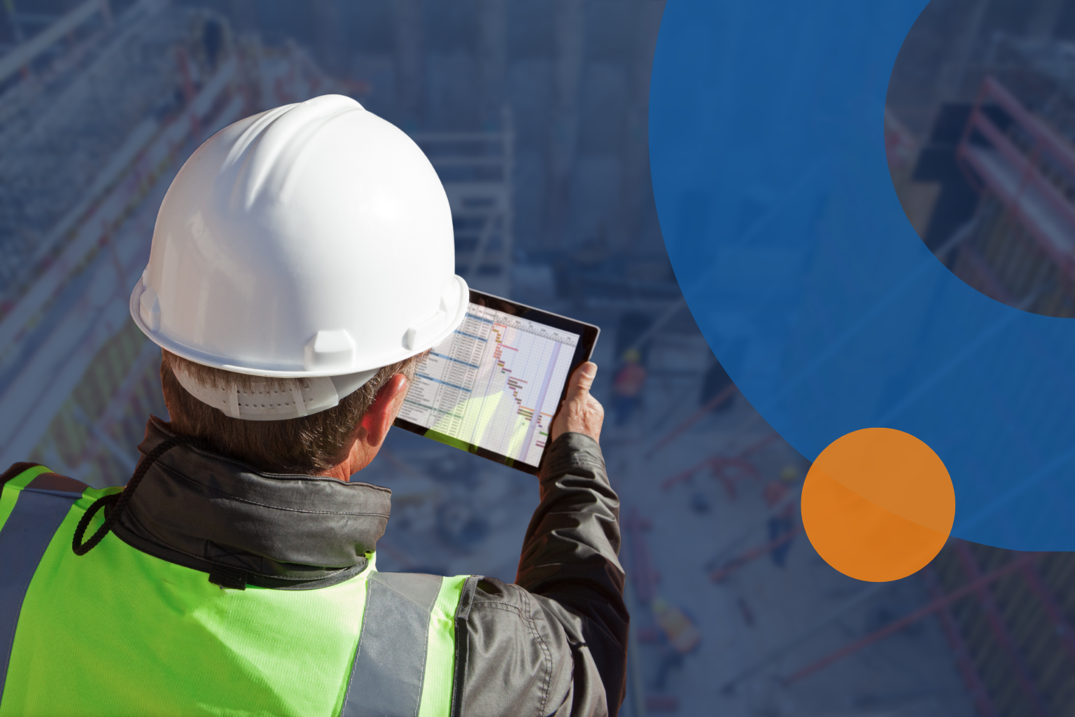 Field team reviewing construction safety information on a tablet.