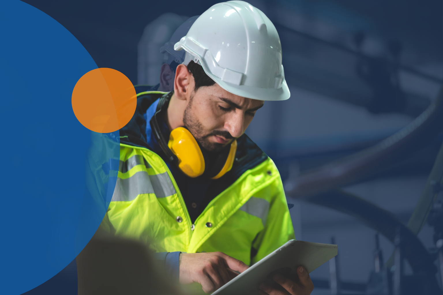 Worker focused on safe task execution in a construction environment