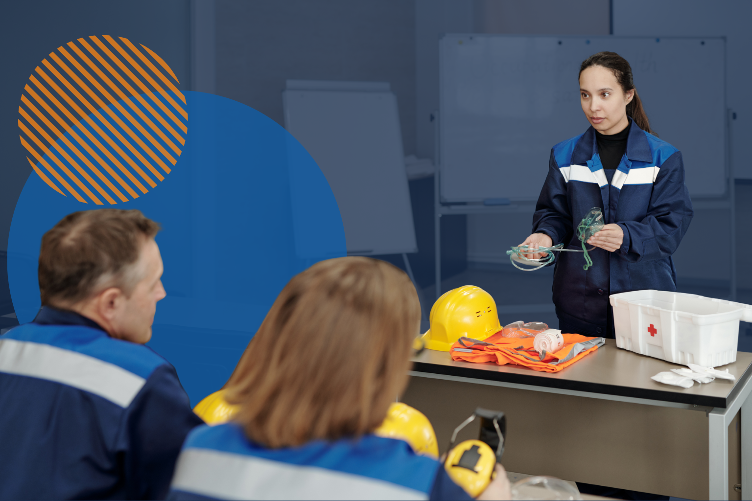 Workers participating in a safety training session.