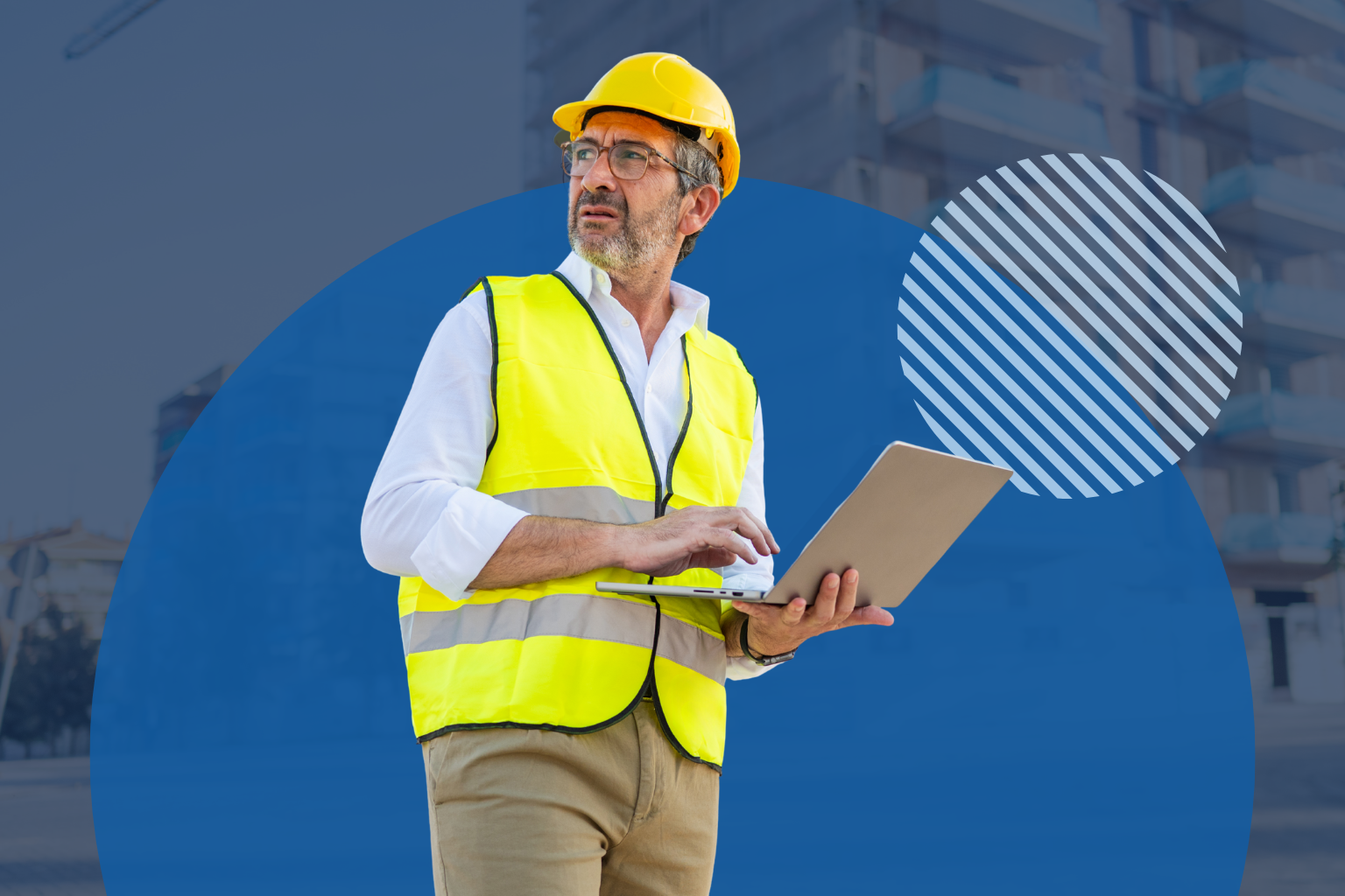 Safety professional reviewing safety data on a laptop.