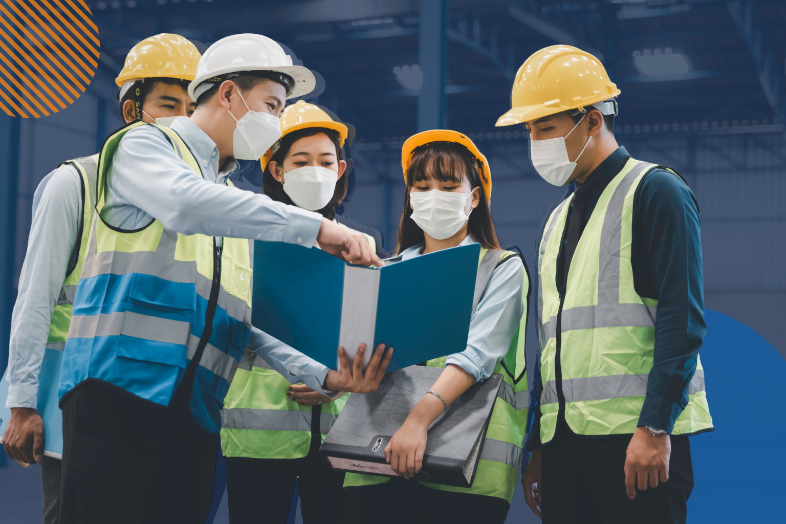 Workers having an open discussion about workplace safety.